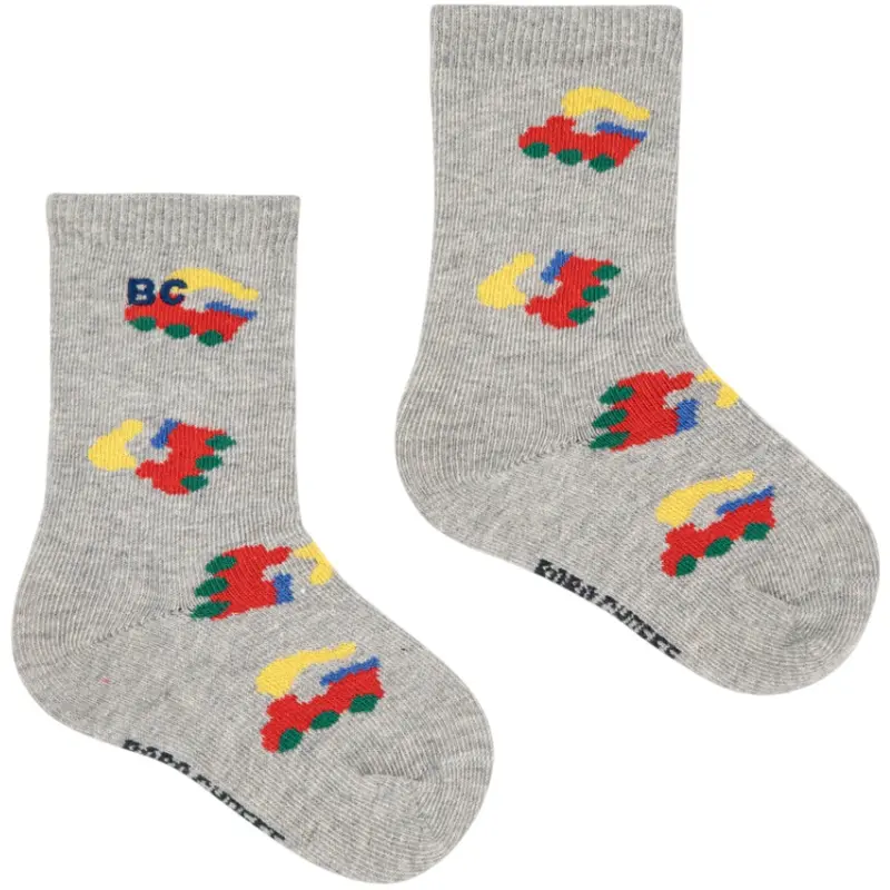 Bobo Choses Light Heather Grey Bobo Choo Choo All Over Long Strømper 1