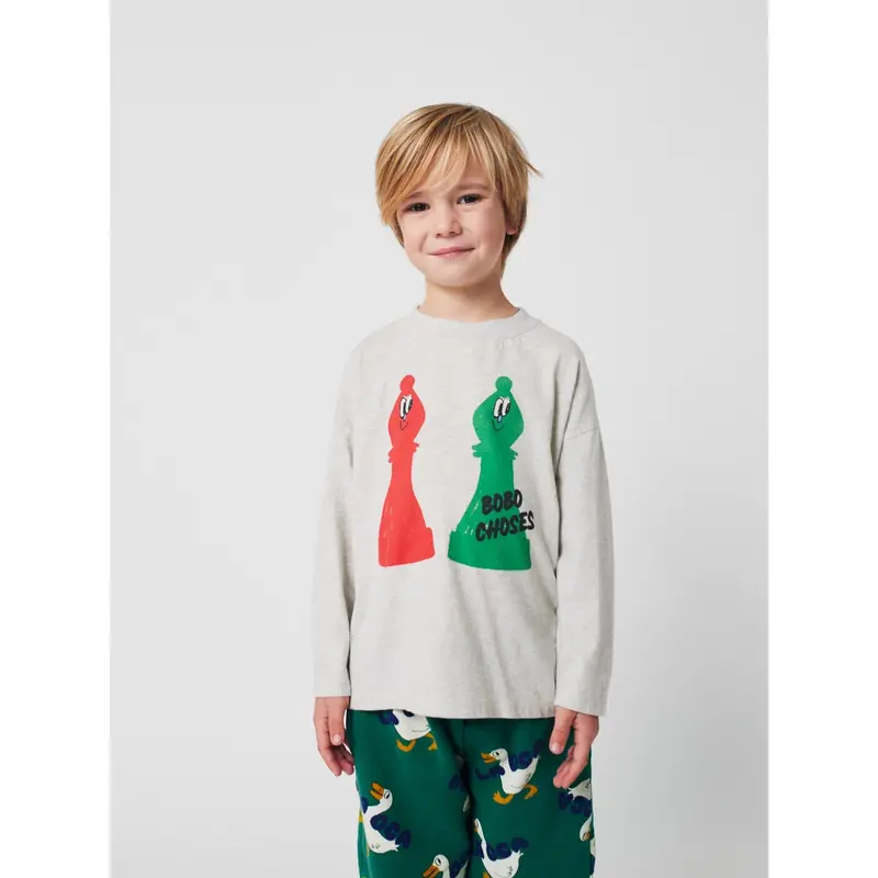 Bobo Choses Light Heather Grey Checkmate Bluse 2