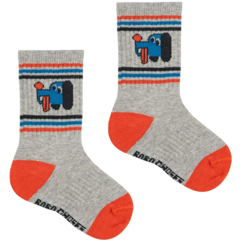 Bobo Choses Light Heather Grey Doggy Mate Kort Strømper 1
