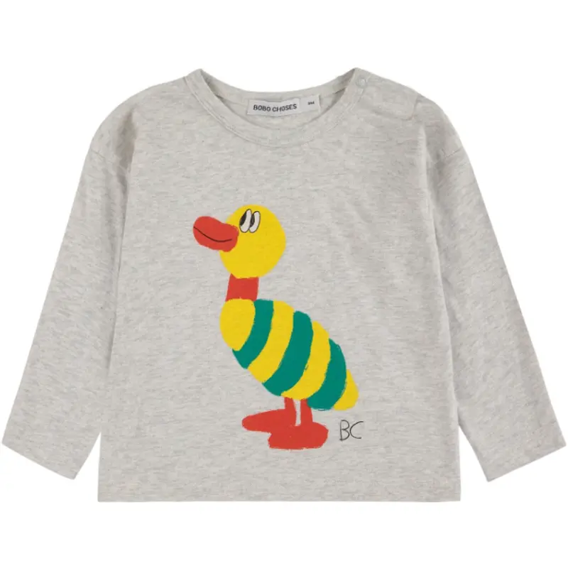 Bobo Choses Light Heather Grey Striped Duck Bluse 1