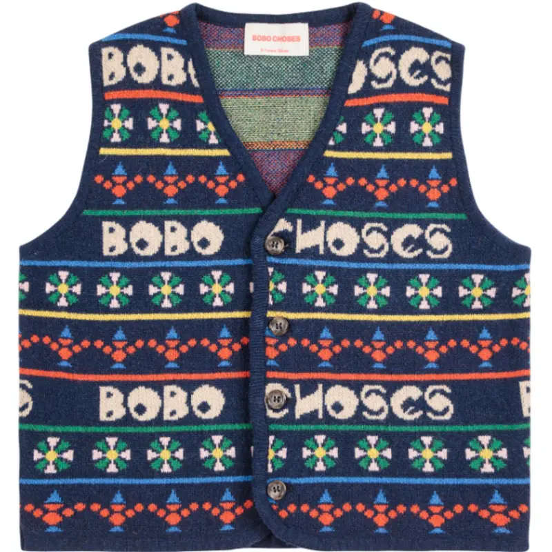 Bobo Choses Multicolor Toys All Over Strikket Vest 1