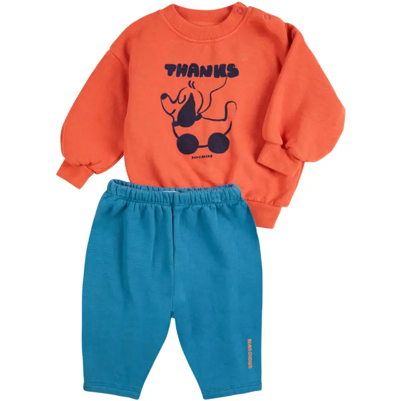 Bobo Choses Orange Rolling Dog Fleece Sæt 1