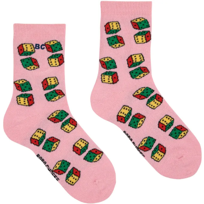 Bobo Choses Pink Dices All Over Kort Strømper 1