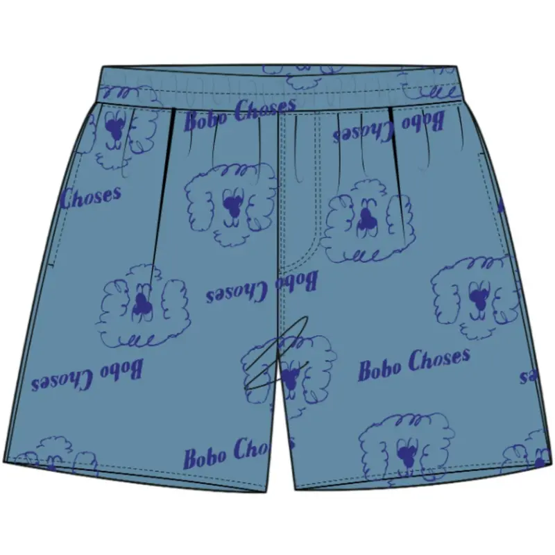 Bobo Choses Prussian Blue Pickles The Dog All Over Denim Kort 1