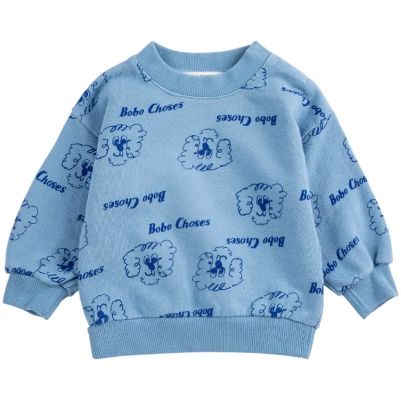 Bobo Choses Prussian Blue Pickles The Dog All Over Sweatshirt 1