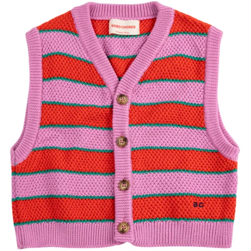 Bobo Choses Purple Bc Striped Strikket Vest 1