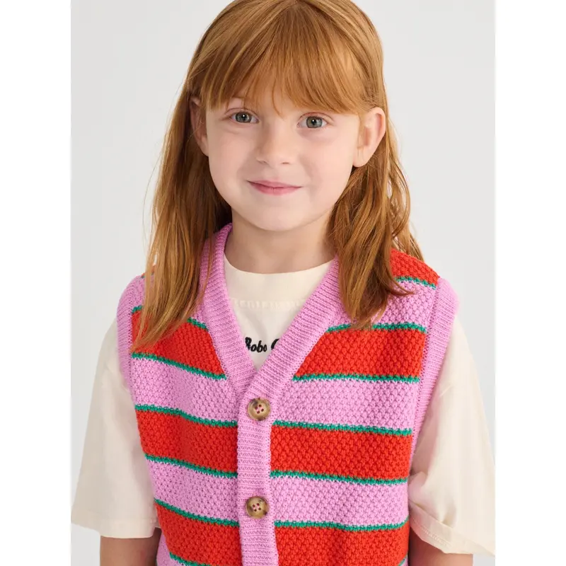 Bobo Choses Purple Bc Striped Strikket Vest 2