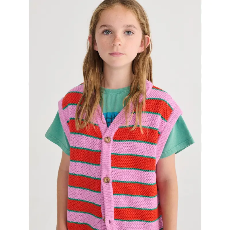 Bobo Choses Purple Bc Striped Strikket Vest 4