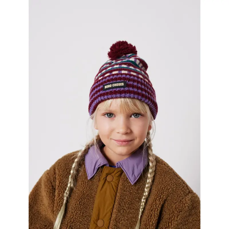 Bobo Choses Purple Jacquard Beanie 2