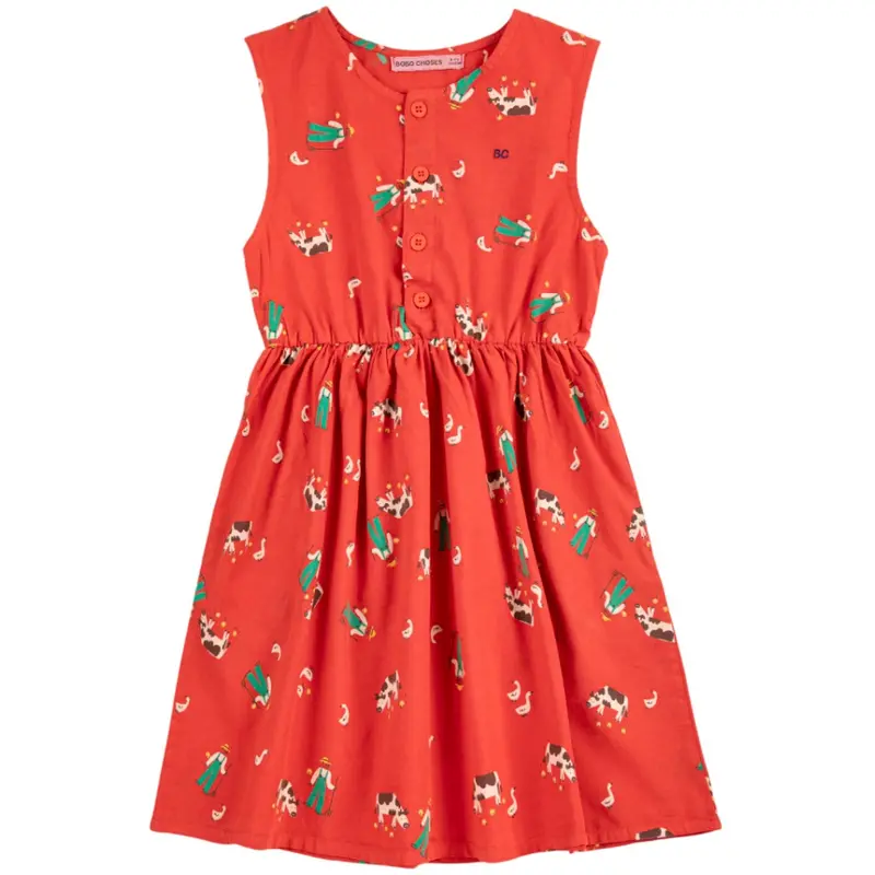 Bobo Choses Red Farm Adventure All Over Woven Kjole 1