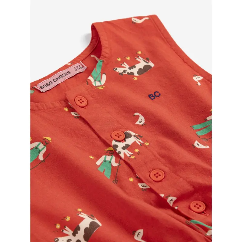 Bobo Choses Red Farm Adventure All Over Woven Kjole 4