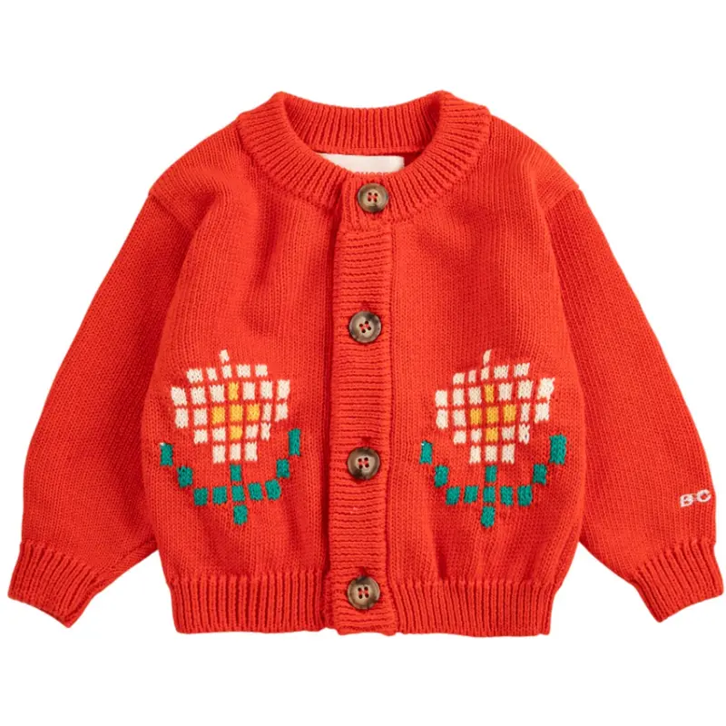 Bobo Choses Red Pixel Daisy Cardigan 1