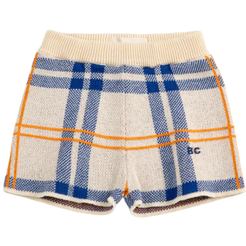Bobo Choses White Fun Tartan Strikket Shorts 1