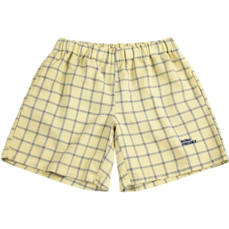 Bobo Choses Yellow Spicy Window Pane Woven Bermuda Shorts 1
