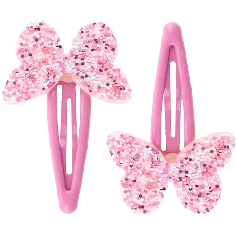 Bow's By Stær Pink Snap Hårspænde - Sommerfugl (2 Pak) 1