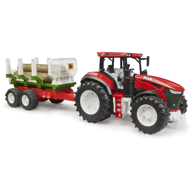 Bruder Roadmax Traktor Med Skovvogn Og 3 Stammer 1
