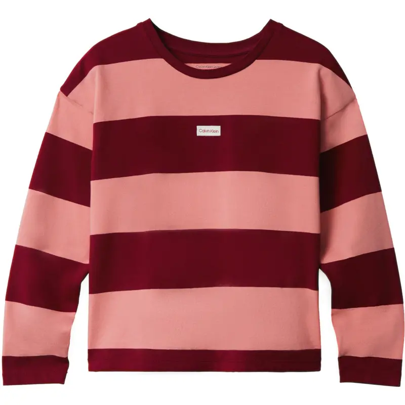 Calvin Klein Raspberry Chocolate / Apricot Cn Stripe Ls T-Shirt 1