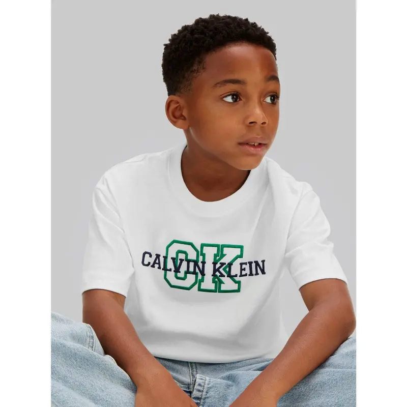 Calvin Klein White Varsity Logo Ss T-Shirt 3
