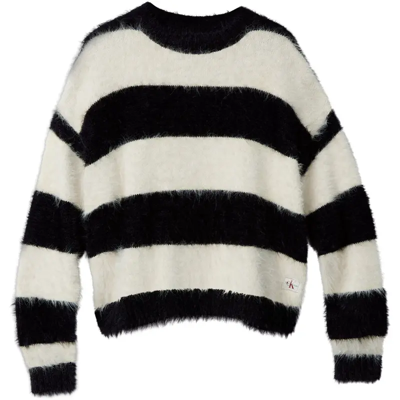 Calvin Klein Whitecap Gray / Ck Black Ck Stripe Cn Sweater 1