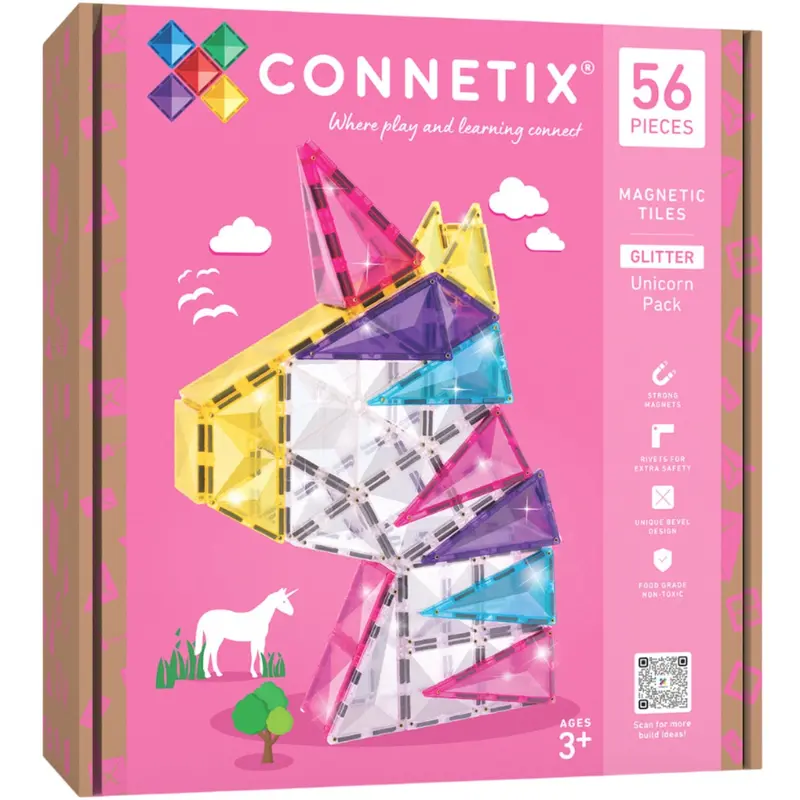 Connetix Multicolour Glitter Enhjørning Pak 56 Pcs 1