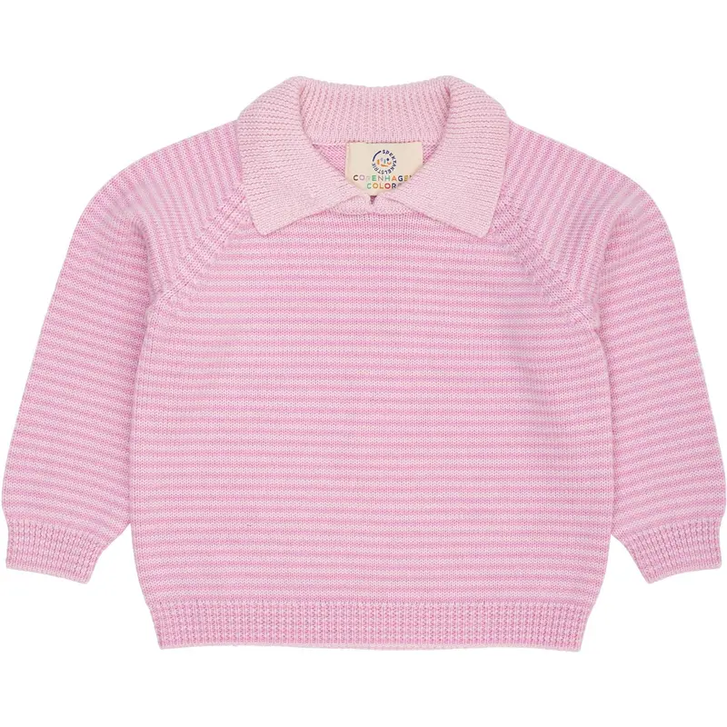 Copenhagen Colors Ballerina/Syringa Stripe Merino Striped Bluse W. Krave 1