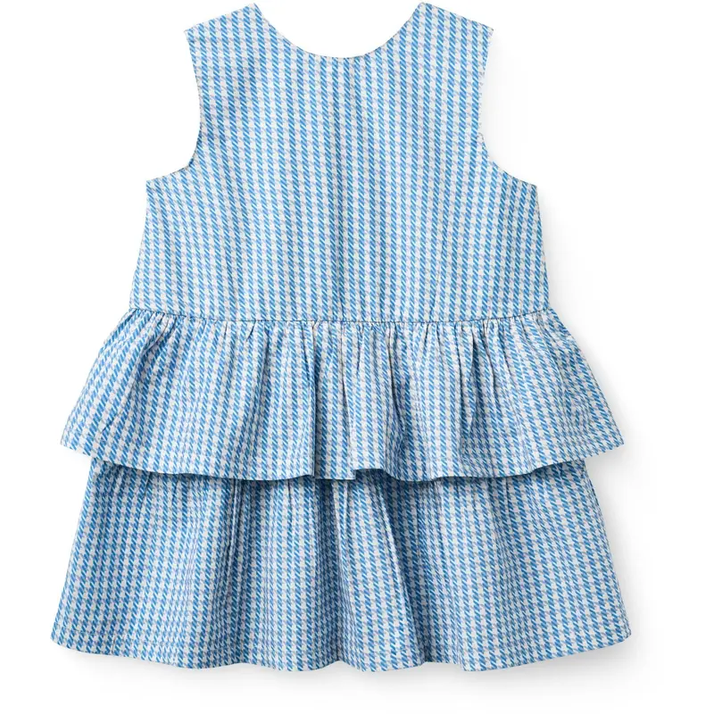 Copenhagen Colors Blue Houndstooth Mini Houndstooth Kjole W. Sløjfe 1