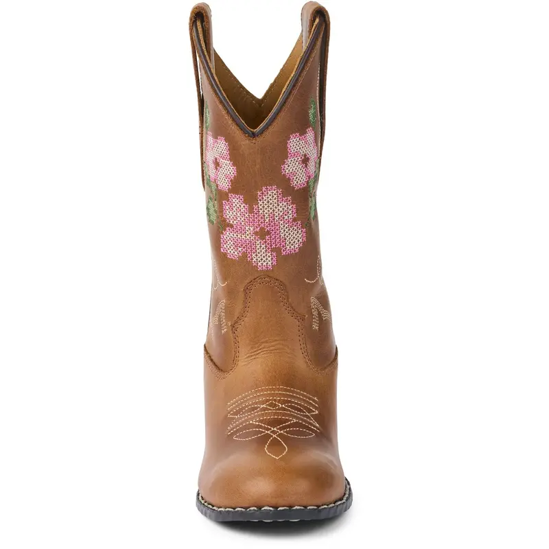 Copenhagen Colors Cognac Leather Limited Cowboy Støvle High - Brown Flower 5