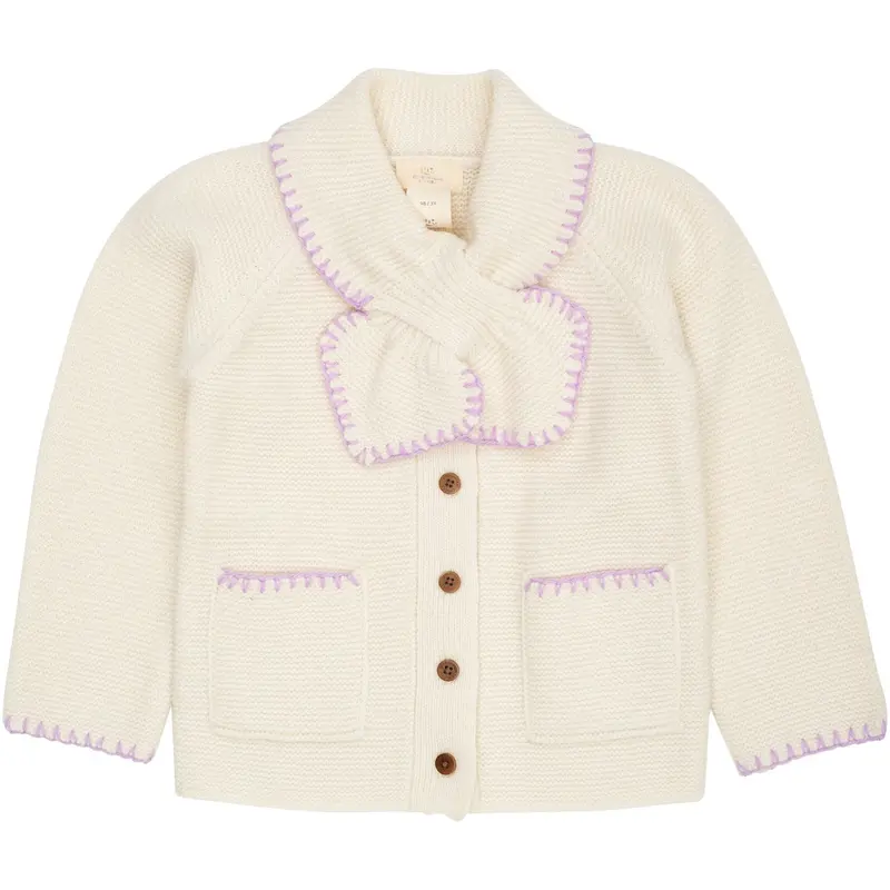 Copenhagen Colors Cream/Lavender Comb Lambswool Cardigan W. Krave 1