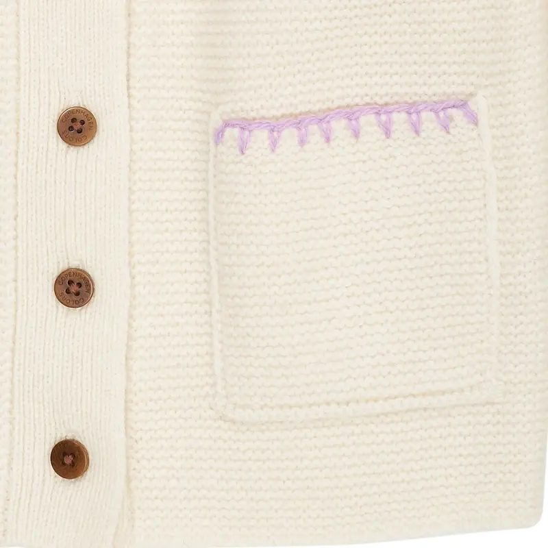 Copenhagen Colors Cream/Lavender Comb Lambswool Cardigan W. Krave 4