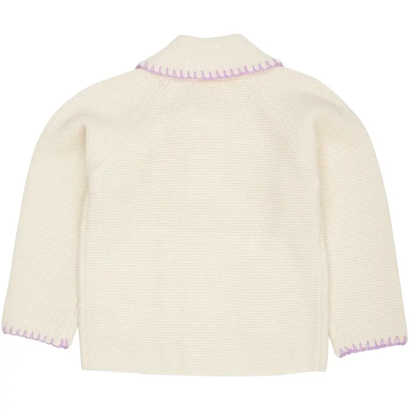 Copenhagen Colors Cream/Lavender Comb Lambswool Cardigan W. Krave 5