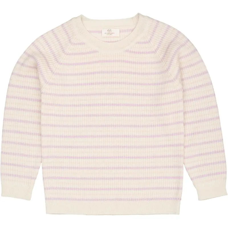 Copenhagen Colors Cream/Lavender/Dusty Rose Combi Merino Classic Rib Bluse 1