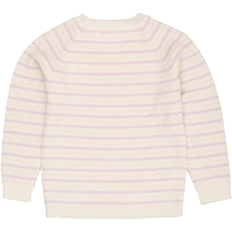 Copenhagen Colors Cream/Lavender/Dusty Rose Combi Merino Classic Rib Bluse 2