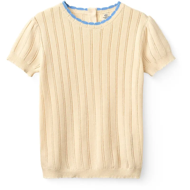 Copenhagen Colors Cream Strikket Pointelle Ss Bluse 1