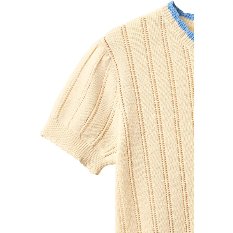 Copenhagen Colors Cream Strikket Pointelle Ss Bluse 2