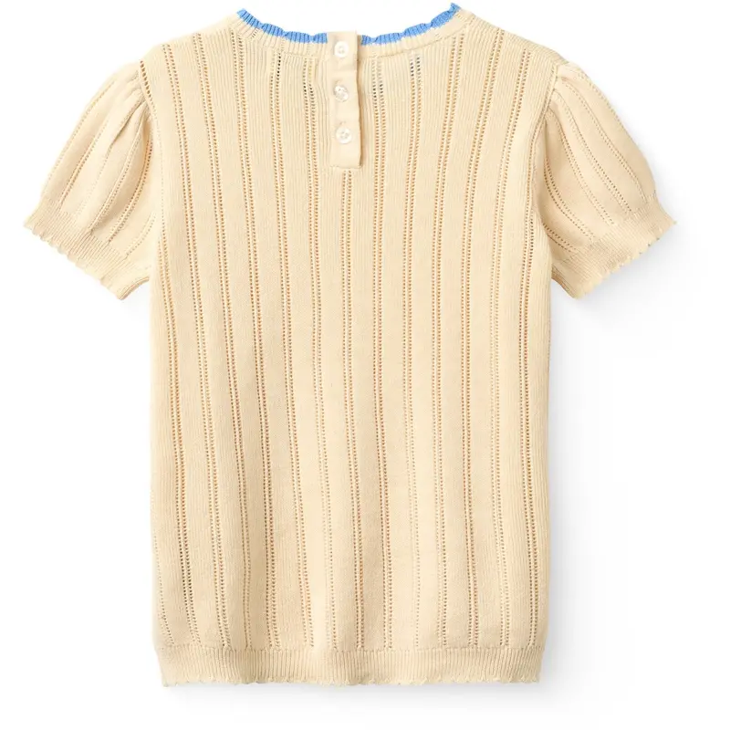 Copenhagen Colors Cream Strikket Pointelle Ss Bluse 3