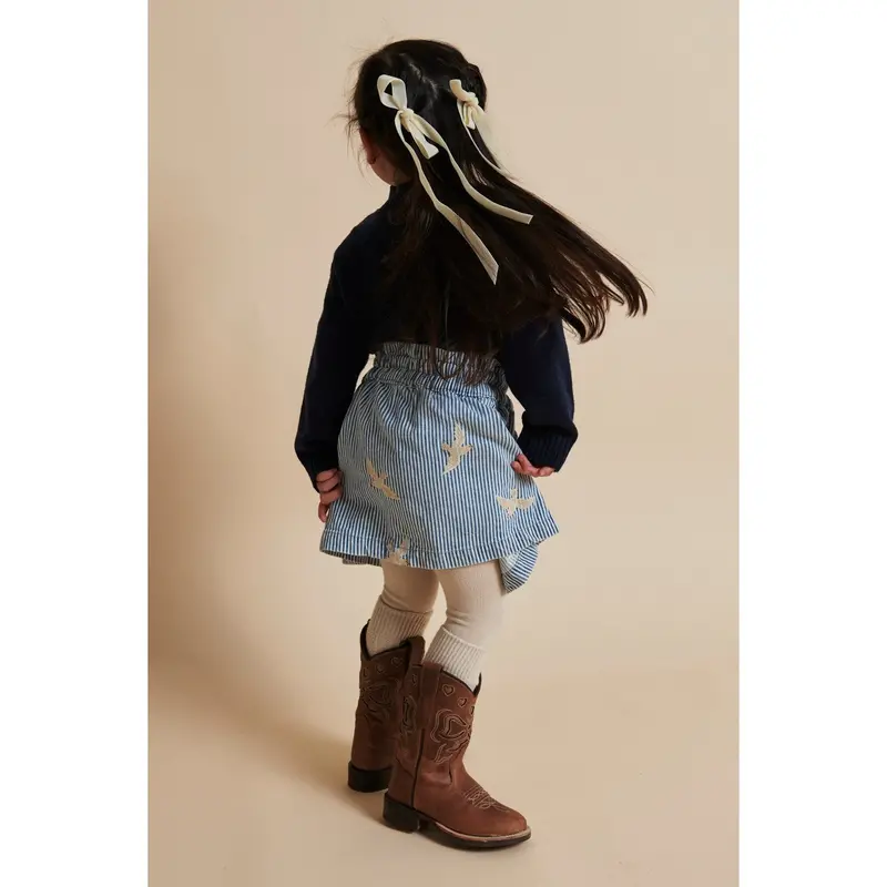 Copenhagen Colors Denim Blue Stripe Y/D Twill Nederdel W. Embroirdey 3