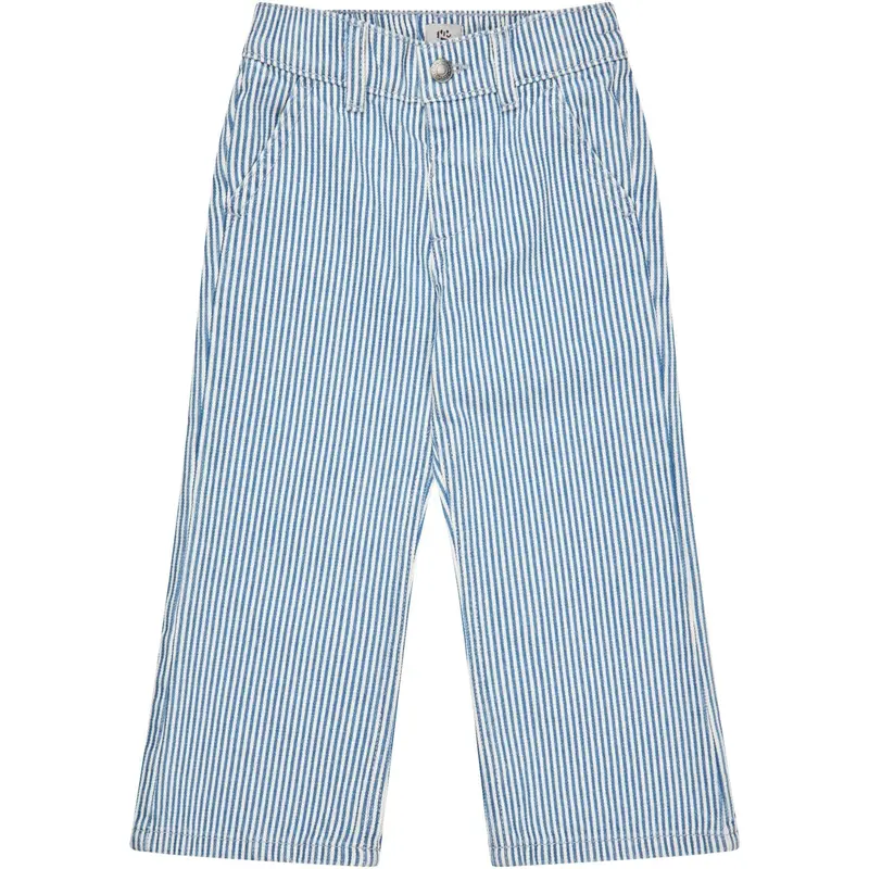 Copenhagen Colors Denim Blue Stripe Y/D Twill Pant W. Wide Leg Og Embroidery 1
