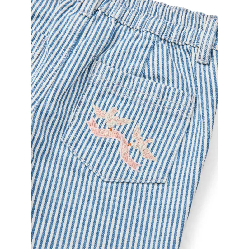 Copenhagen Colors Denim Blue Stripe Y/D Twill Pant W. Wide Leg Og Embroidery 6