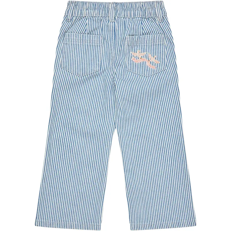 Copenhagen Colors Denim Blue Stripe Y/D Twill Pant W. Wide Leg Og Embroidery 7