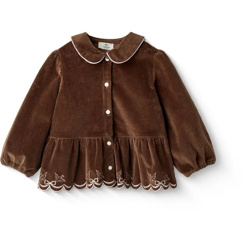 Copenhagen Colors Dk Brown Comb Corduroy Bluse W. Emb. 1