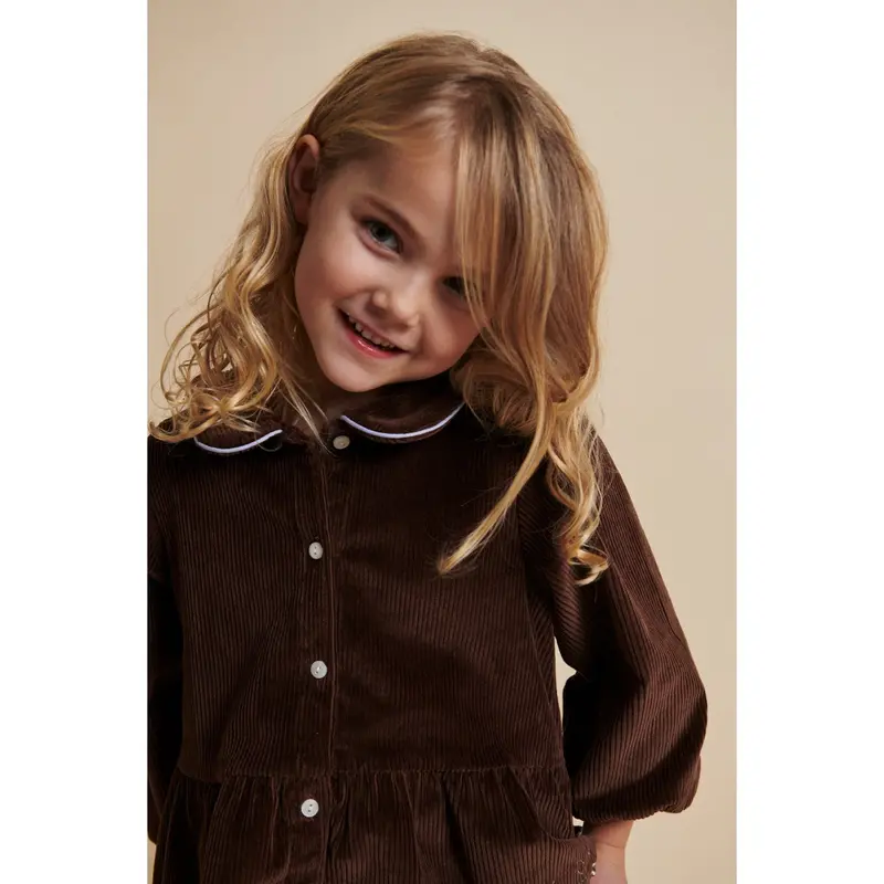 Copenhagen Colors Dk Brown Comb Corduroy Bluse W. Emb. 2