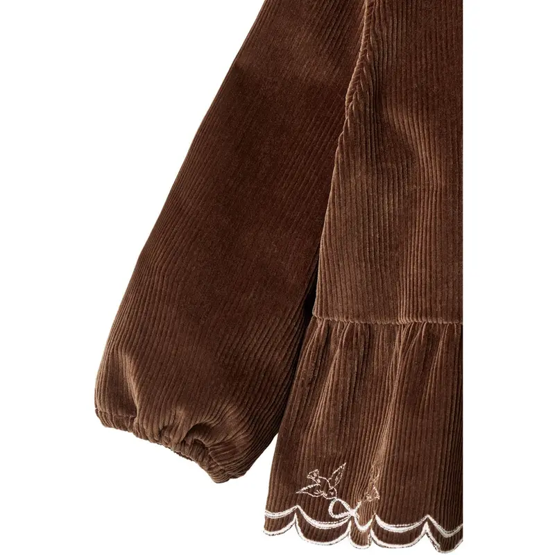 Copenhagen Colors Dk Brown Comb Corduroy Bluse W. Emb. 4