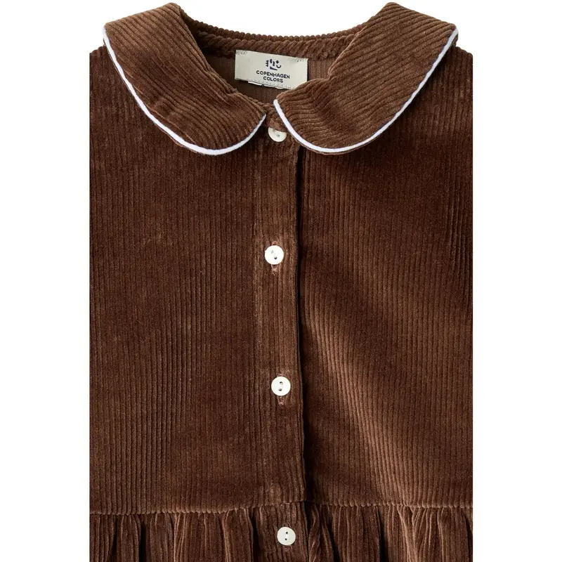 Copenhagen Colors Dk Brown Comb Corduroy Bluse W. Emb. 5