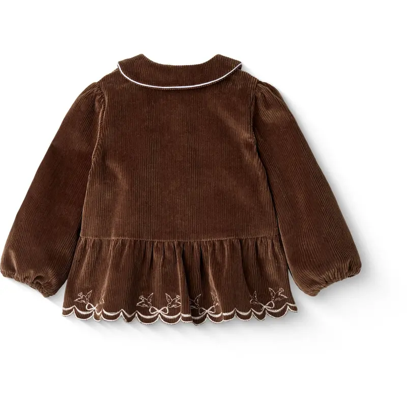 Copenhagen Colors Dk Brown Comb Corduroy Bluse W. Emb. 6