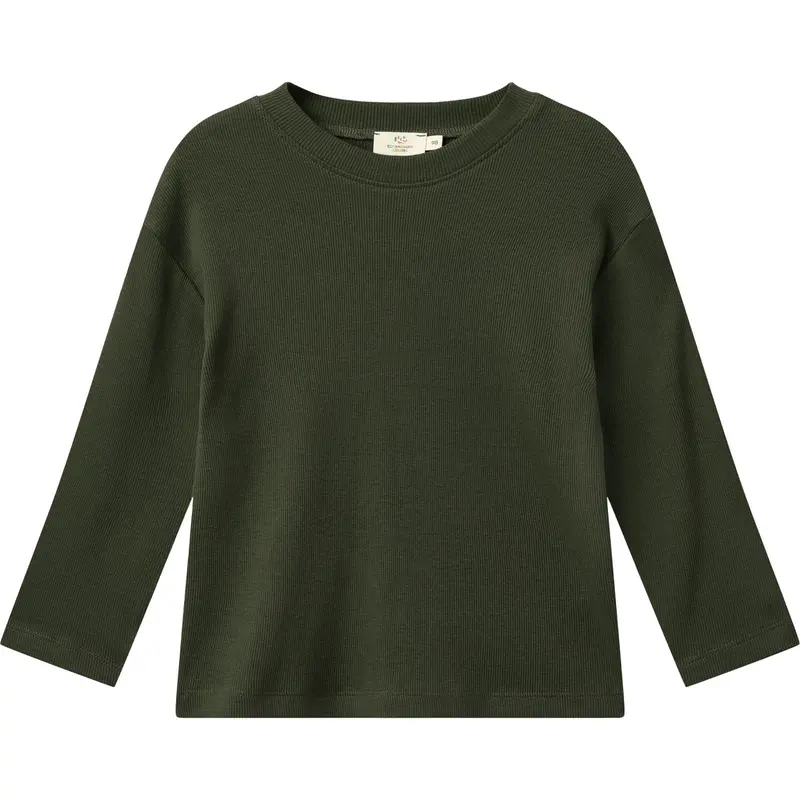 Copenhagen Colors Dk Green Modal Rib Ls Bluse W. Drop Shoulder 1