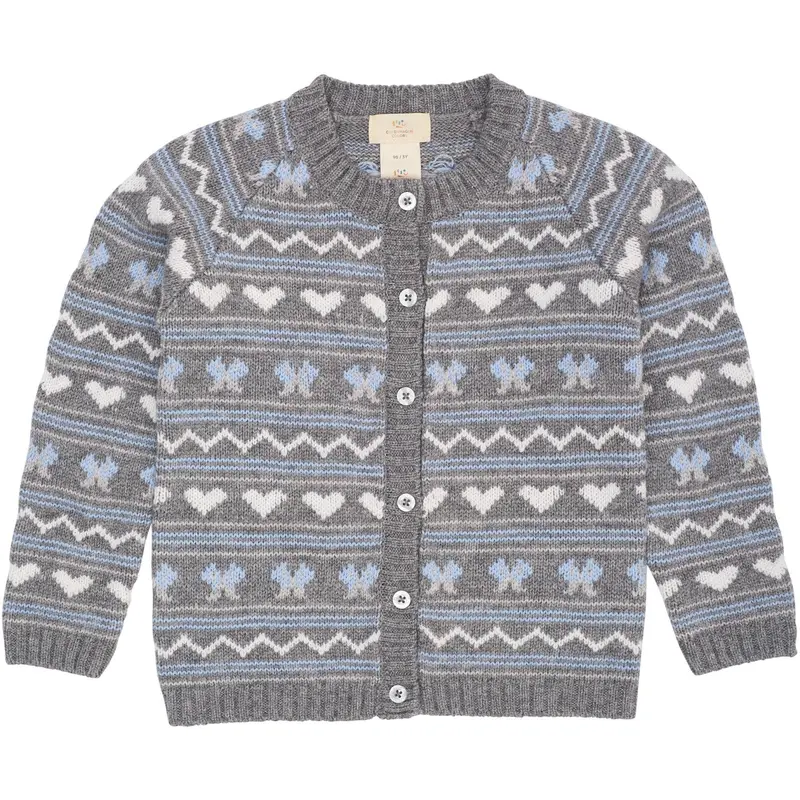 Copenhagen Colors Dk Grey Comb Cashmere Pattern Cardigan 1