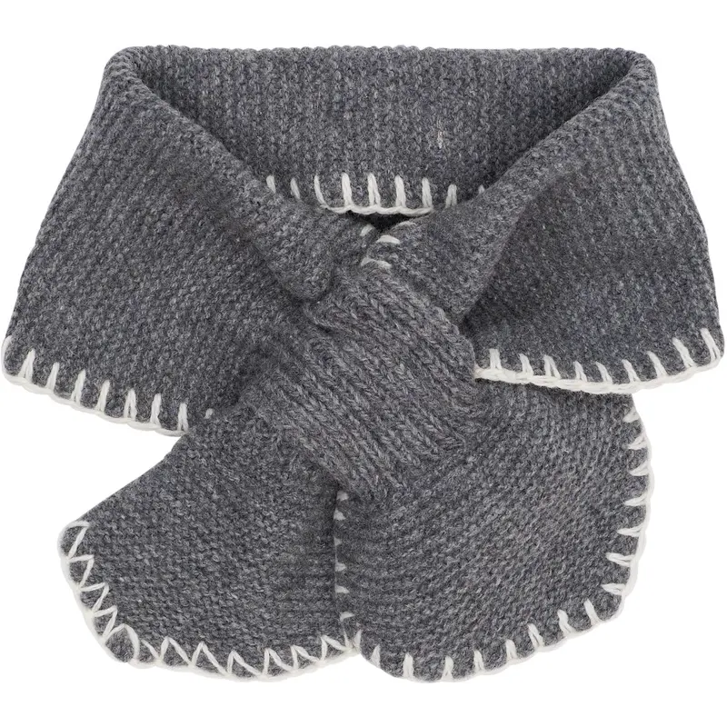 Copenhagen Colors Dk Grey/Cream Comb. Lambswool Sløjfe Tørklæde 1