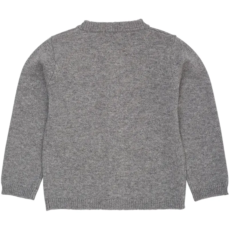 Copenhagen Colors Dk Grey Mel./Cream Comb. Cashmere Cardigan W. Poplin Sløjfe 3