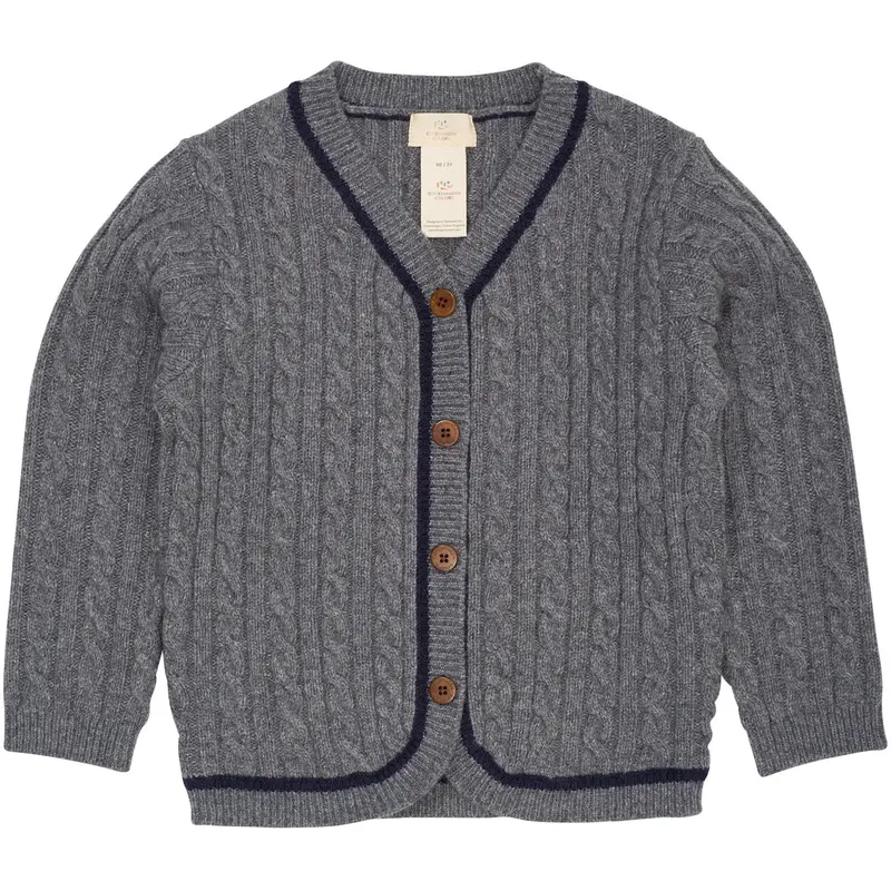 Copenhagen Colors Dk Grey/Navy Comb. Lambswool Grandad Cardigan 1