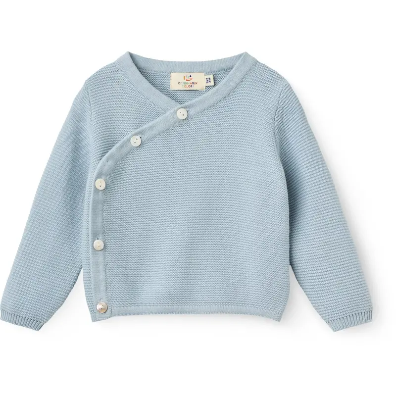 Copenhagen Colors Dusty Blue Baby Cross-Over Cardigan 1